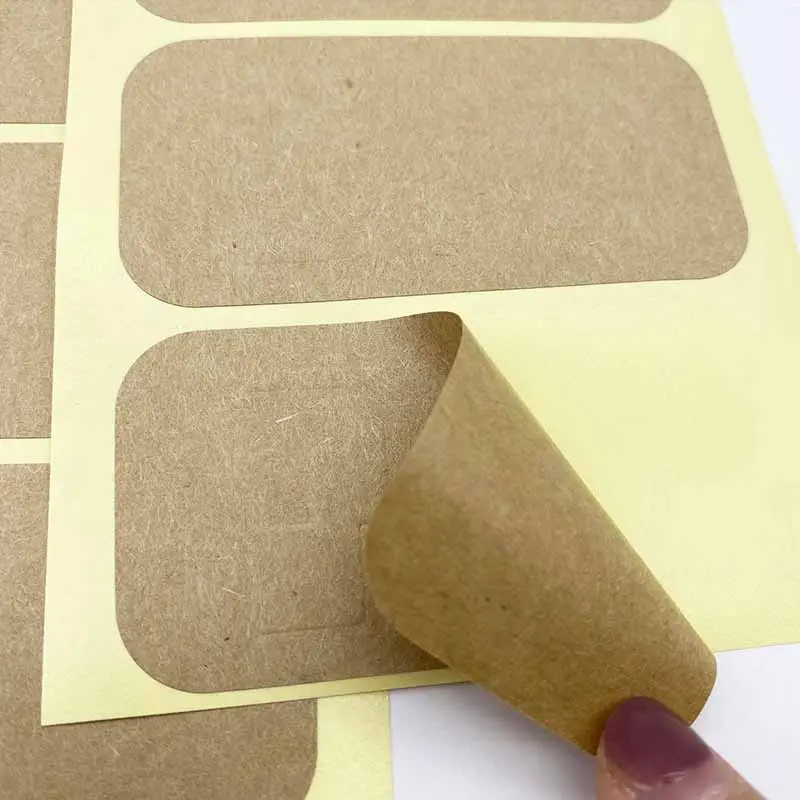 Personalizado Impresso Matte Grosso Papel Artesanato Embalagem Etiqueta Auto-adesivo Brown Kraft Paper Sticker Para Box Seal