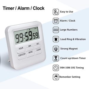 Multi-functional Kitchen <strong>Timer</strong> Digital <strong>Timer</strong> Alarm <strong>Clock</strong> Stopwatch <strong>Count</strong> Up/Down Vibration Beep Alarm <strong>Clock</strong> for Cooking Study - Product Image 4