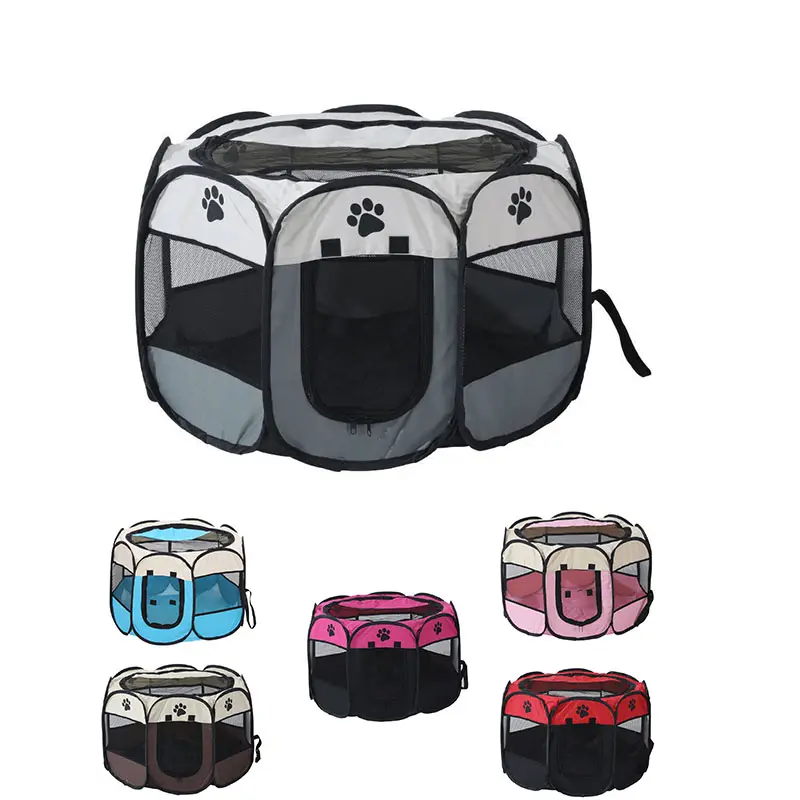 2023 New Style Wholesale Octagon Indoor Outdoor Oxford Cloth Playpen Pet Dog Cage Exercise Kennel for Dog Cat Foldable Carrier