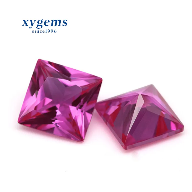 Wholesale Prices Loose Princess Cut Synthetic Ruby Stone