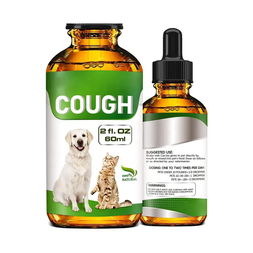 Formule personnalisée Gouttes liquides contre la toux pour chiens et chats Remède à base de plantes pour animaux domestiques Sucette pour la gorge Soutien respiratoire homéopathique