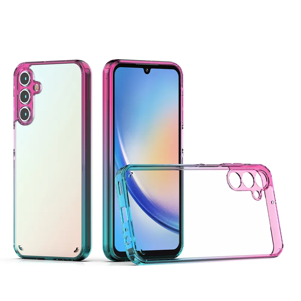 Cao tinh thể trong suốt rõ ràng thay đổi màu sắc Acrylic cứng TPU điện thoại di động Bìa trường hợp đối với Samsung Galaxy A15
