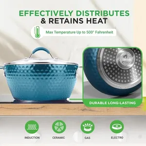 11 adet tencere setleri mutfak gereçleri tencere ve tava seti tencere kızartma tavaları pişirme tencere kapakları ile PTFE/PFOA/PFOS ücretsiz kraliyet mavi - Product Image 5
