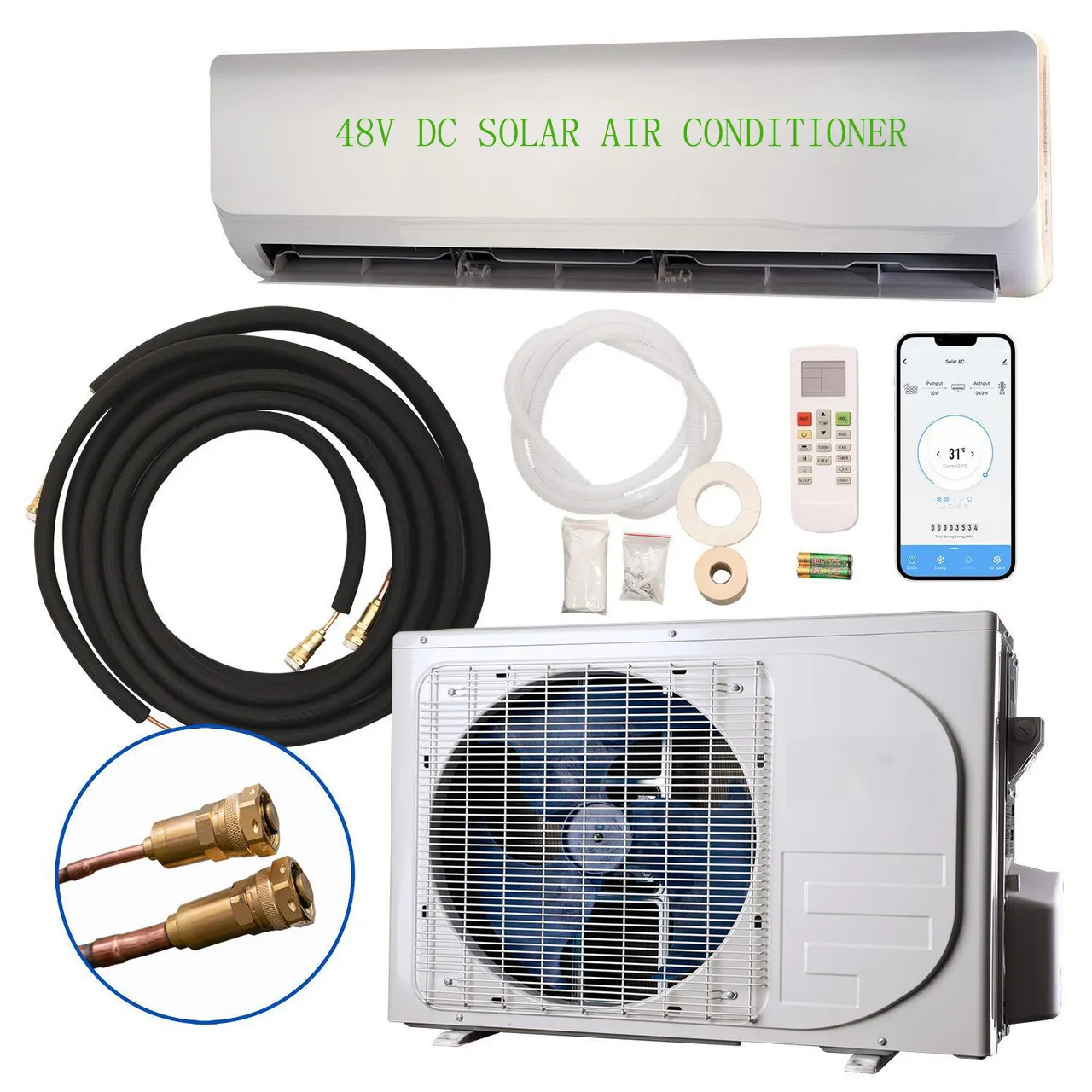Мини-сплит-солнечный кондиционер комплект теплового насоса 12000 BTU,Plug-N-Cool, установка своими руками