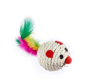 Ratón Sisal para gatos, juguetes con cola de pluma y hierba gatera para masticar y rascar, ratón interactivo para gatos, juguete hecho en China - Product Image 1