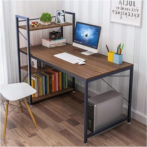 Moderner Home-<span class=keywords><strong>Office</strong></span>-Studien tisch Einfaches <span class=keywords><strong>Design</strong></span> Holz schreibtisch 4-stufige Stahlrahmen-Lager regale Tragbare Schubladen merkmale PC-Laptop