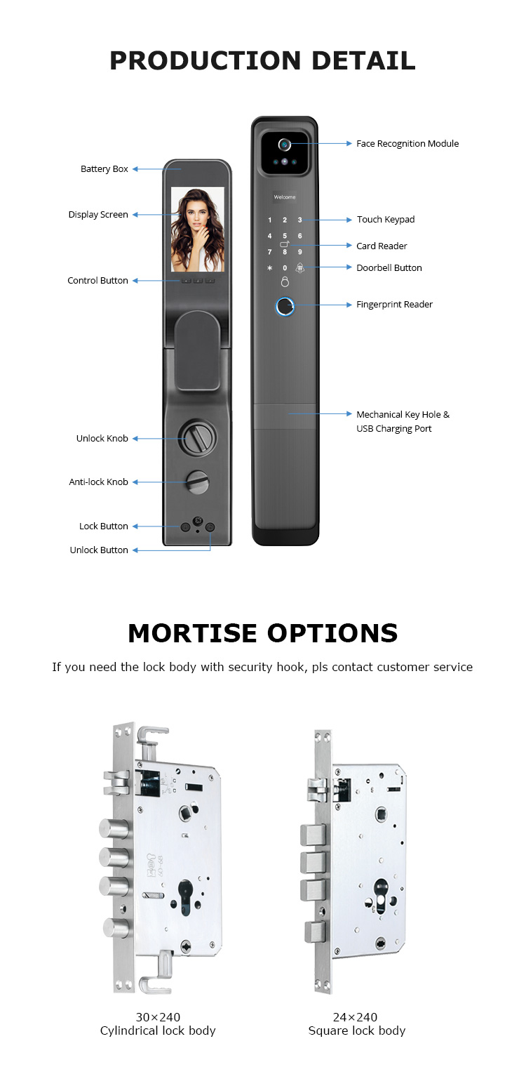 Full-Automatic Intelligent Fingerprint Key Digital Smart Lock Wifi Tuya Face Recognition Door Lock