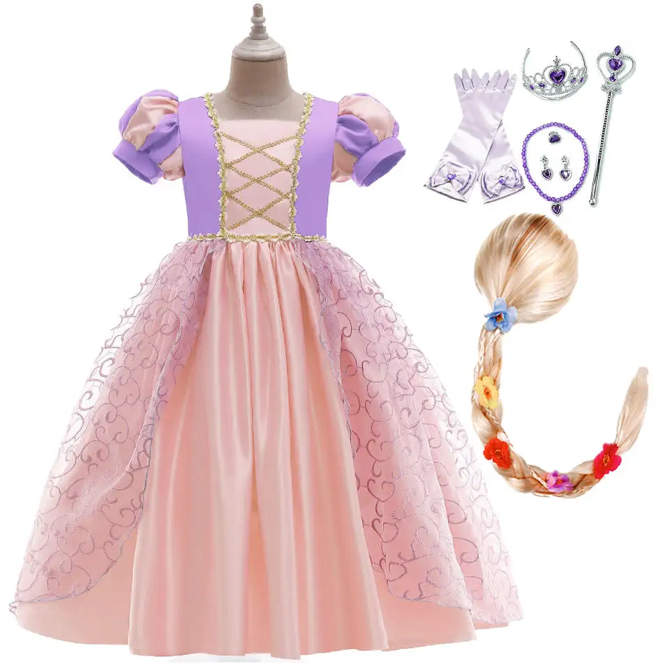 Crianças Rapunzel Vestido Menina Fantasia Masquerade Costume Dress Up Festa De Aniversário Vestidos De Noite De Natal para crianças 2022