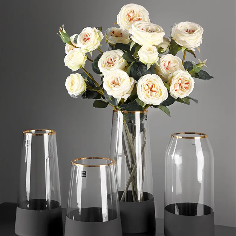 Vaso di fiori trasparenti dal Design semplice vasi verdi vaso di vetro decorativo verde chiaro con colore Spray