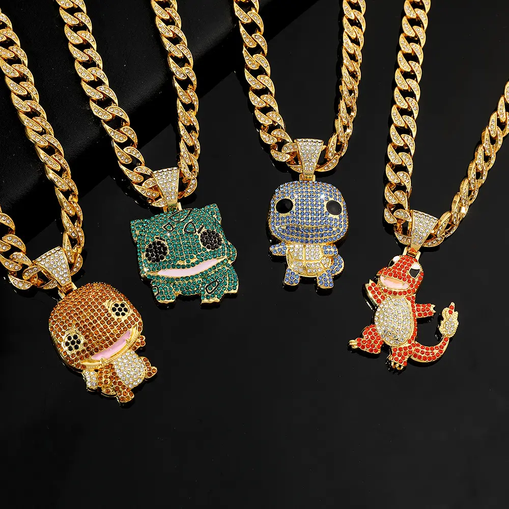 Moda Animal Iced Out Hip Hop Jóias Cubanas Link Cadeia Jóias Colar Para Homens