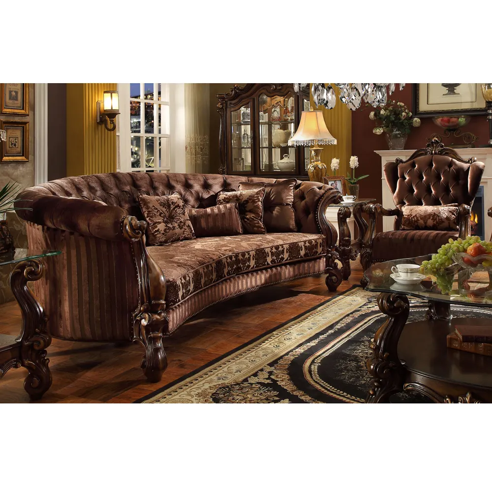 Factory direct luxury hand carved furniture leather european style sofa