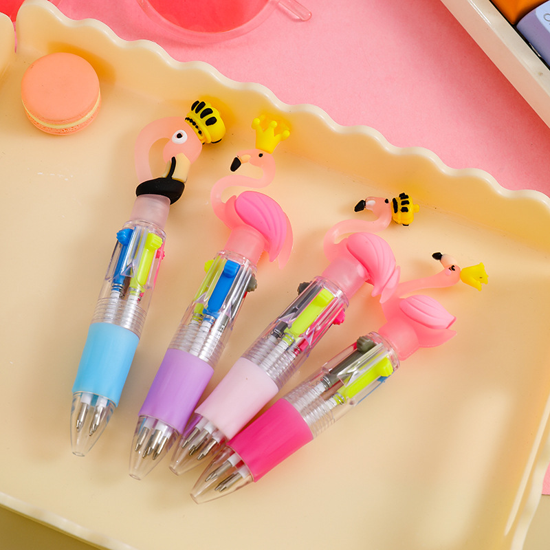 Bullet type 0.7-couronne cygne petit stylo à bille quatre couleurs