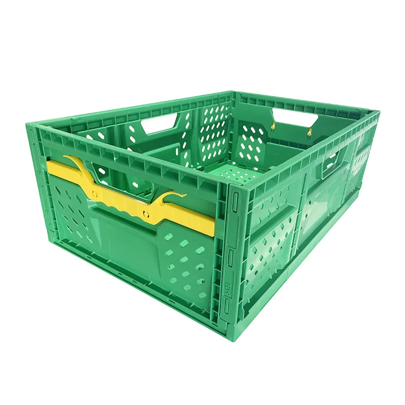 शॉपिंग शिपमेंट के लिए पुनः प्रयोज्य उच्च गुणवत्ता वाली खचनीय सब्जी बॉक्स खाद्य ग्रेड प्लास्टिक फोल्डेबल क्रेट
