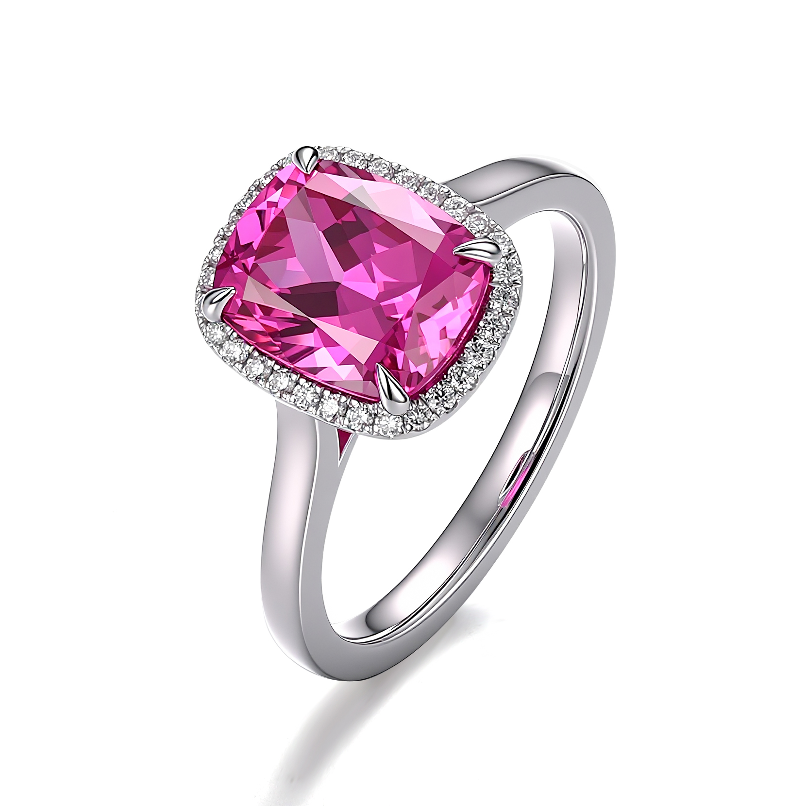 Bague en or massif 18 carats avec pierre précieuse de laboratoire.
