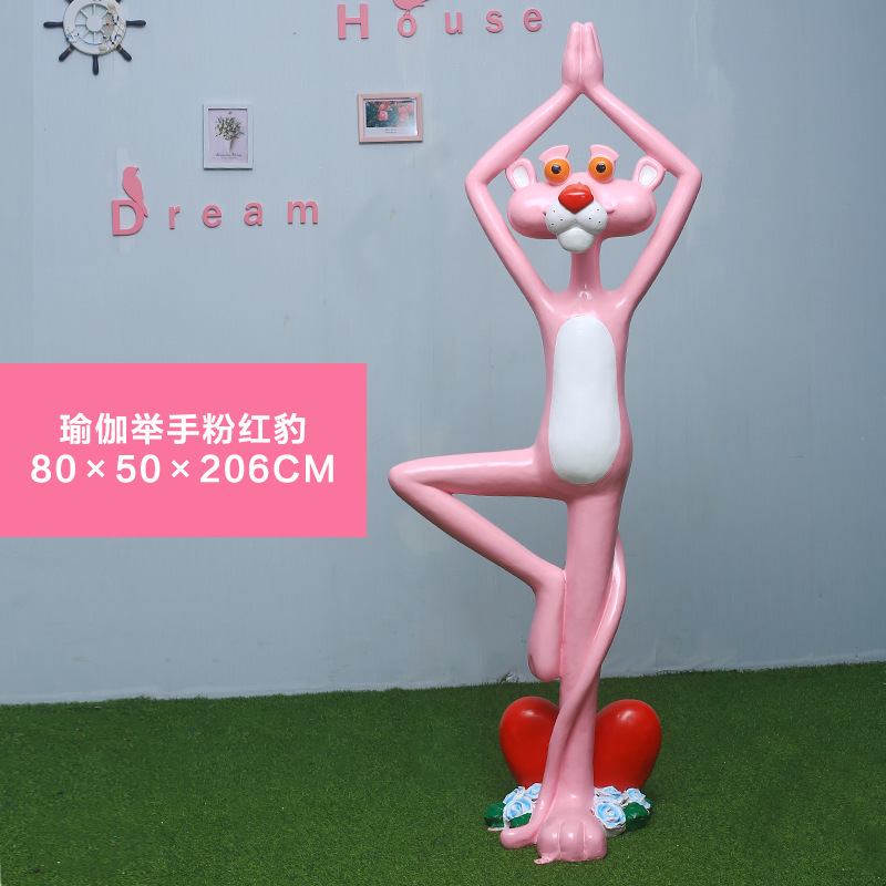 Yoga hand raise pink panther