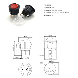 KCD1-2P HM 2Pラウンドロッカースイッチ、ライトブラック透明カバーなし - Product Image 6