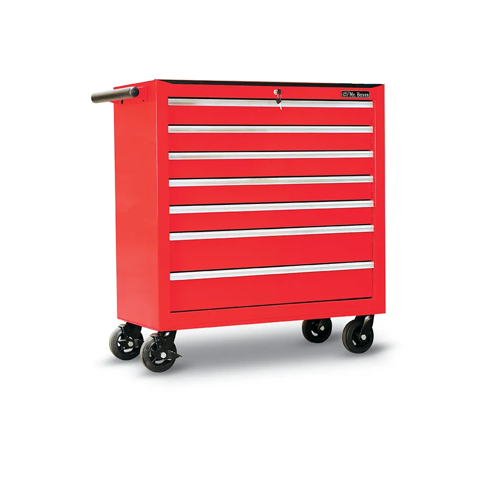 Carrinho de ferramentas de metal para garagem, carrinho de ferramentas com 7 gavetas, armário com alça e rodas, caixa de ferramentas