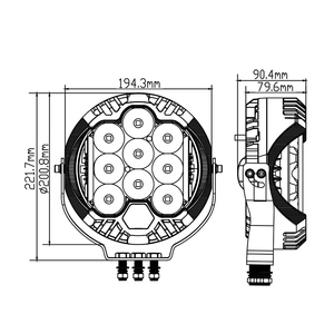 ECE R112,ECE R7,EMC R10,10-30V,120W,6000K,High Beam,9&quot; 120w <strong>LED</strong> Driving Light with Customized LOGO - Product Image 4