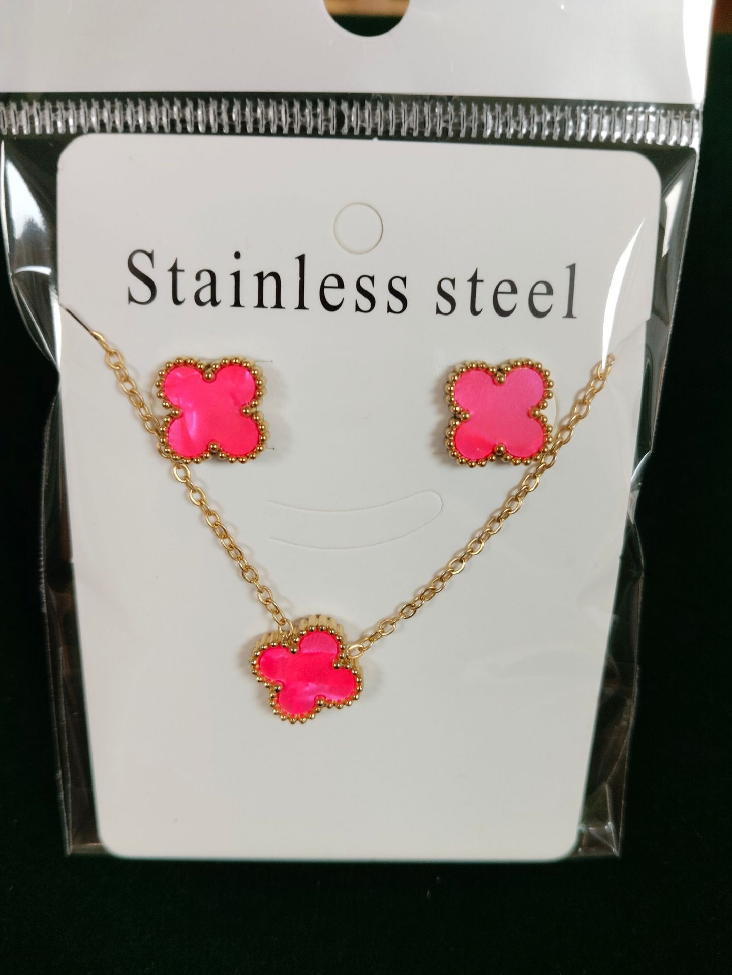 Earring and necklace set ruby red