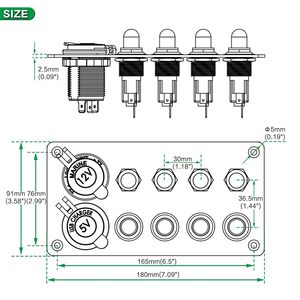 Pannello interruttore a pulsante 4 Gang in alluminio antiossidante con caricatore da auto USB 4.8A - Product Image 2