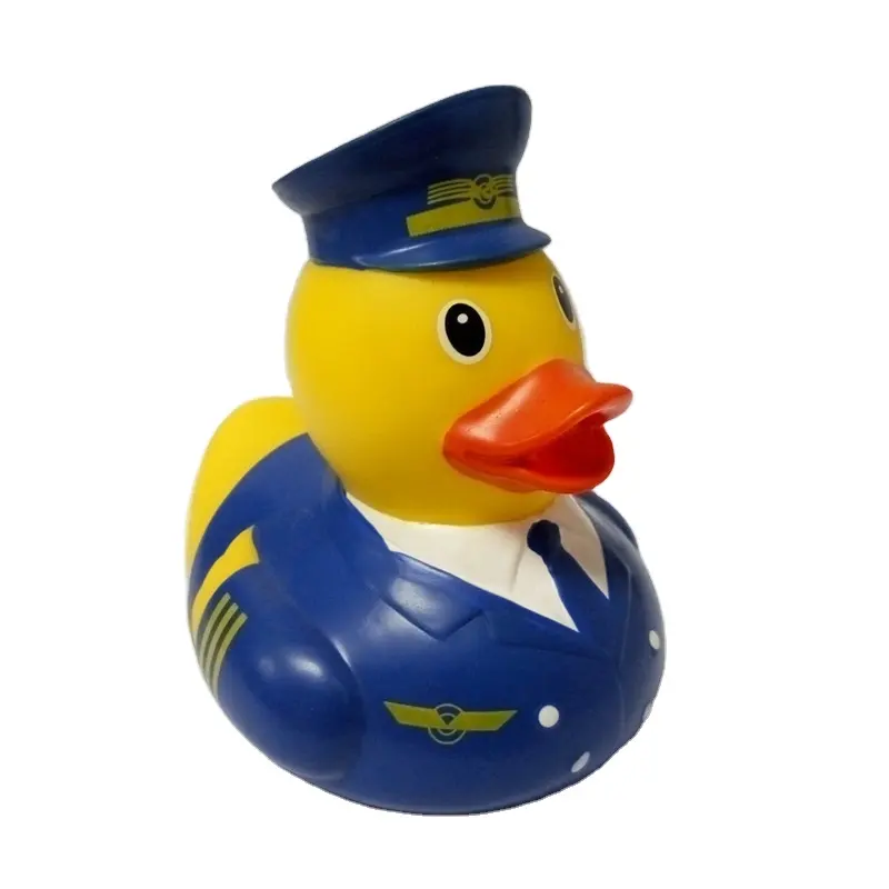 Brinquedos flutuantes de pvc para banho de capitão de avião, patos de borracha de pvc para vinil de comando
