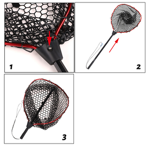Balık ağı 108cm alüminyum katlanabilir tor ağı yumuşak silikon örgü PVC tutamak yayın Net Fly alabalık somon bas kayık balıkçılık - Product Image 5