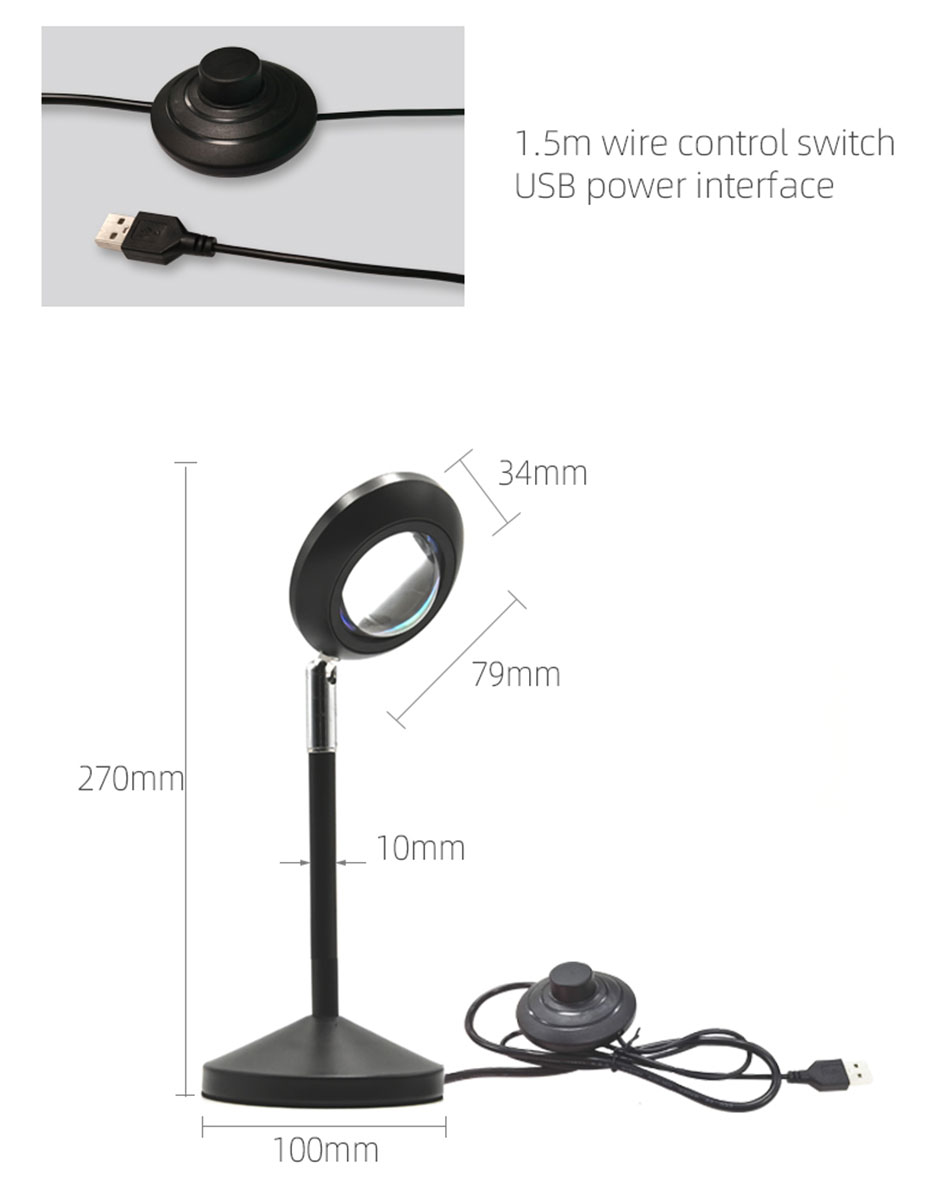 Colorful WiFi Tuya Sunset Lights APP Controlled Full Spectrum RGB Adjustable 360 Rotation with Alexa Google Sunlight Lamp