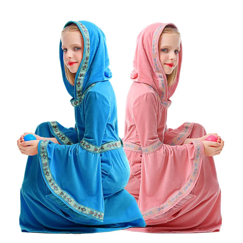 Halloween azul vampiro niños vestido niñas fiesta porque actuación traje Medieval europeo