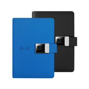 Organizador de cuero A5, cuaderno planificador, diario, Bloc de notas con bloqueo de dedo seguro y unidad USB, cuaderno de carpeta de anillas de negocios - Product Image 1