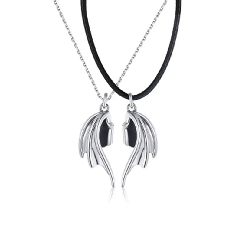 Nouvelle mode Couple démon et ange amour colliers exquis ailes d'ange pendentif collier pour femmes amour témoin Couple colliers