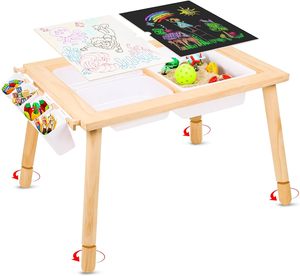 1-3 yaş arası bebekler için duyusal masa ayarlanabilir yükseklik oyun kum masa çocuk masa ile yazılabilir kapak - Product Image 1