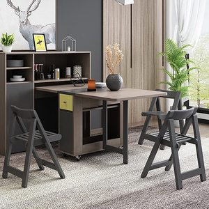 Mesa de comedor moderna plegable extensible de diseño multifuncional que ahorra espacio con rueda - Product Image 6