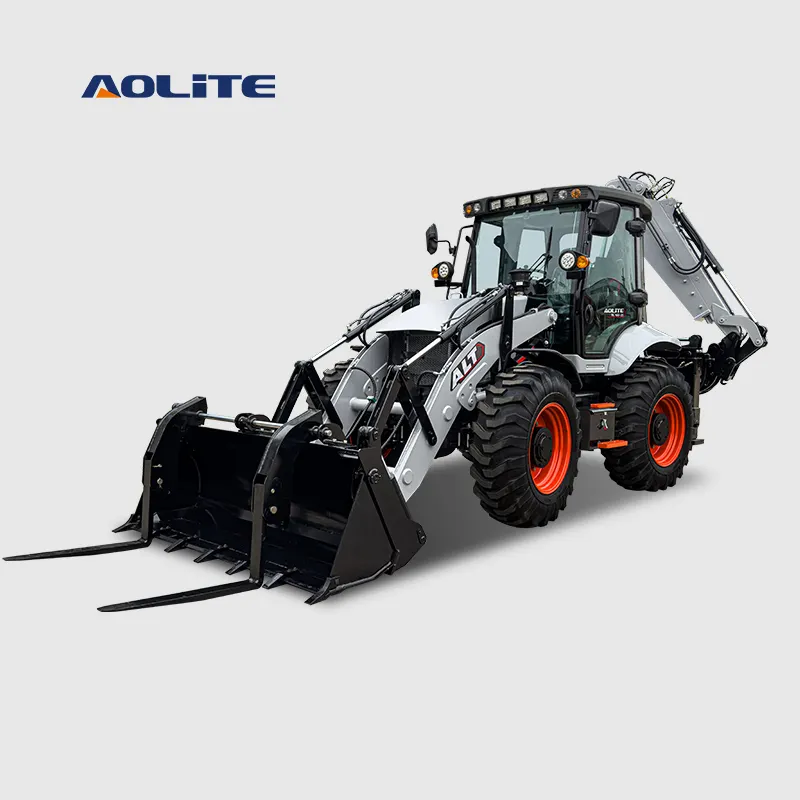 AOLITE CE BL105-25 จีนขนาดเล็กรถขุดตักหลังขุดรถตักขนาดเล็กยืดไสลด์ด้านหน้ารถตักล้อยางโรงงานมืออาชีพ