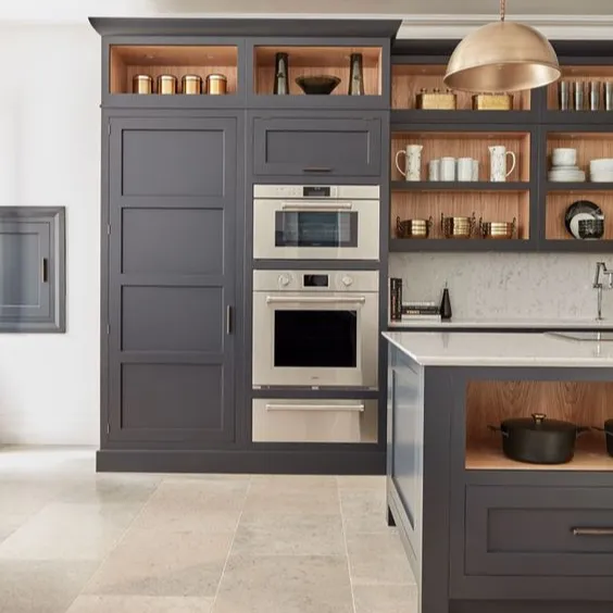 Guangzhou de cocina de lujo estilo pequeño y moderno del Gabinete de cocina del MDF