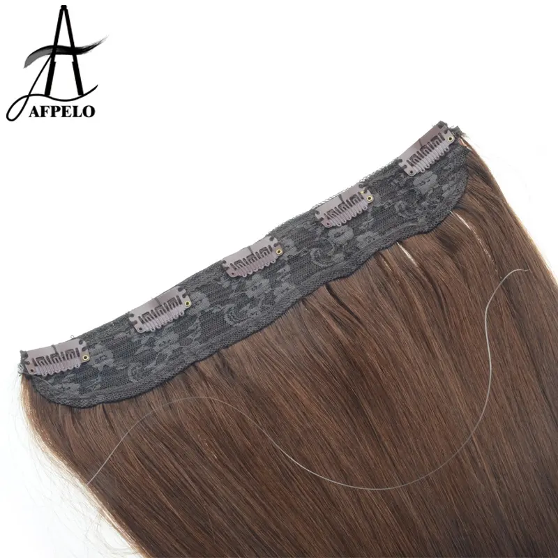 Venta al por mayor de alambre de pescado Extensión de cabello humano Invisible Diadema Remy Halo Extensiones de cabello Cabello humano Rubio Rizado