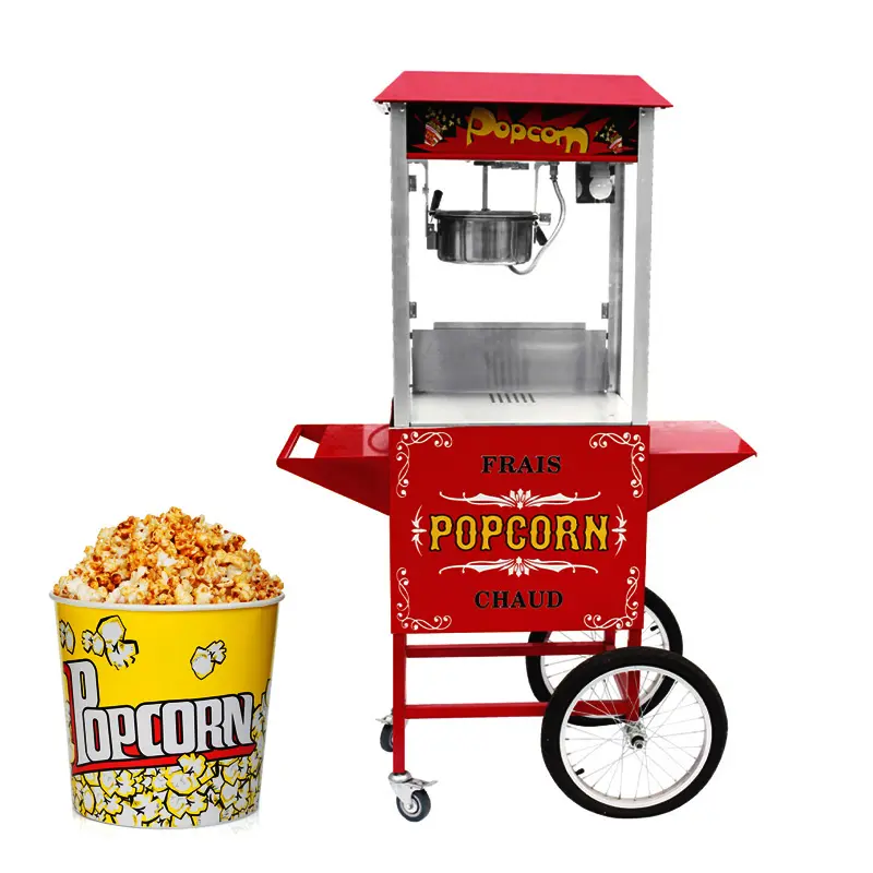 Автоматическая машина для приготовления попкорна по заводской цене, электрическая коммерческая машина для приготовления попкорна с тележкой