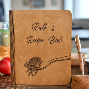 Personalized Cook <strong>Book</strong> Wooden Note <strong>Book</strong> Chef Custom Journal Recipe <strong>Book</strong> - Product Image 1