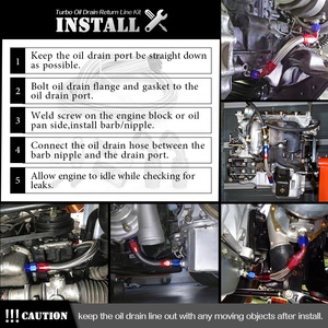 <strong>T3</strong> <strong>T4</strong> <strong>T3</strong>/<strong>T4</strong> T70 T66 TO4E <strong>Turbo</strong> Oil Feed Line Oil Return Line Oil Drain Line Kit Blue and Red PQY-TOL21 - Product Image 6