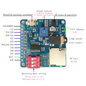 Sprach wiedergabe modul MP3-Player-Modul UART I/O-Trigger Class D-Verstärker platine 5W 8M Speicher DY-SV8F SV5W SD/TF-Karte - Product Image 4