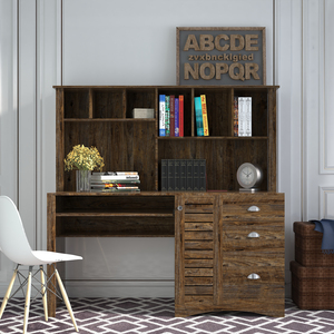 Comunicate-muebles de diseño moderno para el hogar, mesa delantera blanca para ordenador de oficina, madera, altura ajustable con estantería - Product Image 2