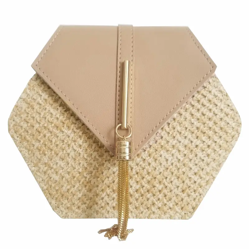 2021 Hexagon Mulit Style Straw leather Handbag Women Summer Rattan Bag Handmade Woven Beach Circle Bohemia handbags and purses