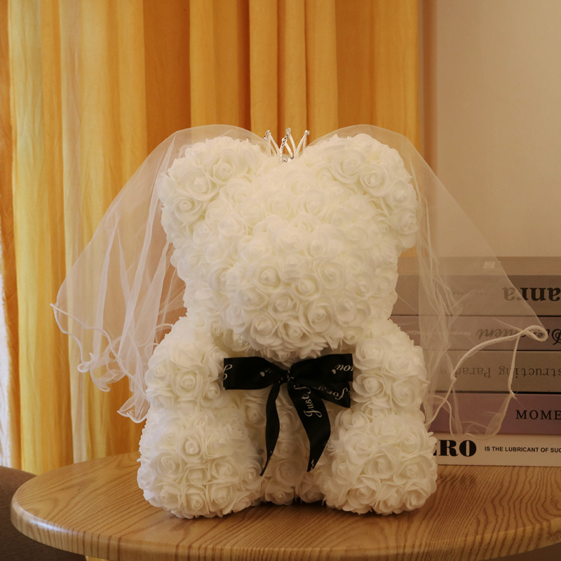 Oso desnudo de 35 cm - Estilo vestido de novia - Blanco puro