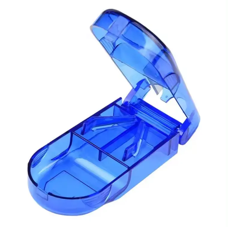 Travel Mini Pill Box with Cutter Plastic Medicine Pill Storage Split Box Tablet Container Cutting Drugs