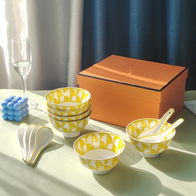 yellow6 bowl 6 spoon