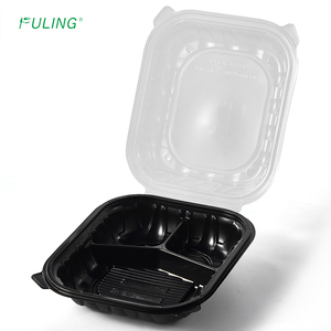 FULING kapaklı paket yemek gıda Bento kutusu gitmek için menteşeli konteyner 6x6 9x6 8x8 9x9 inç eko kapaklı tek kullanımlık gıda kapları - Product Image 5