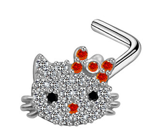 Clou de nez en zirconium rouge acier