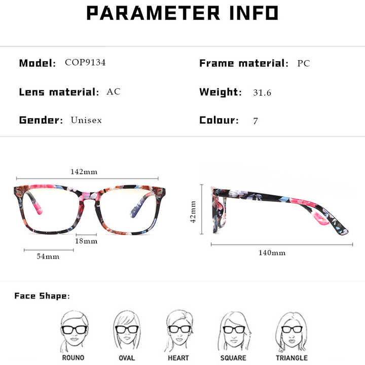 Hot Sales Fashion Clear Plastic Square Frames Anti Blue Light Blocking Filter Bluelight Blocker Glasses with Package Case