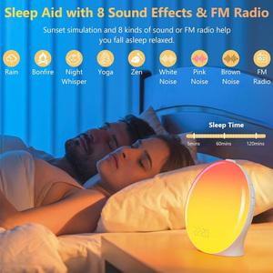 Moderna RGB Tramonto LED Sveglia USB per Ricarica Lampada da Tavolo da Notte Sunrise Wake Luce Digitale Timer per il comodino - Product Image 6