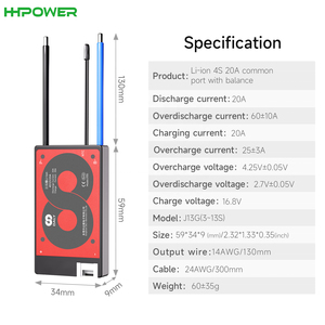 HHPower lifepo4 lityum iyon batarya 4s 12v 20A PCB daly akıllı bms lifepo4 yönetimi BMS kurulu - Product Image 3