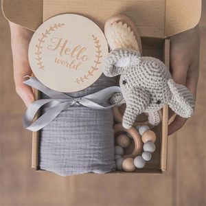 % 100% yumuşak pamuklu sarılın peluş yorgan battaniye diş halkası oyuncak duş yenidoğan bebek paketi hediye setleri - Product Image 1